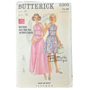 Butterick 5305 Vintage Halter Dress Sewing Pattern